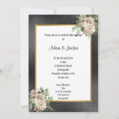 SCHWARZE GOLD EMBOSSED ROSE EUCALYPTUS WEISSE WEDD EINLADUNG (Vorderseite)
