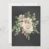 SCHWARZE GOLD EMBOSSED ROSE EUCALYPTUS WEISSE WEDD EINLADUNG (Rückseite)