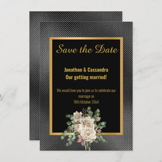 SCHWARZE GOLD EMBOSSESESEE ROSE EUCALYPTUS SAVE TH (Vorne/Hinten)