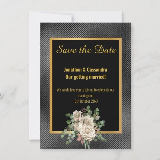 SCHWARZE GOLD EMBOSSESESEE ROSE EUCALYPTUS SAVE TH (Vorderseite)