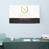 SCHWARZE GOLD-FLORAL LAUREL WREATH ERÖFFNUNG BANNER (Messeveranstaltung)