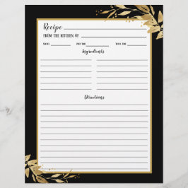 Schwarze Gold Foliage Botanische Recipe Binder Sei