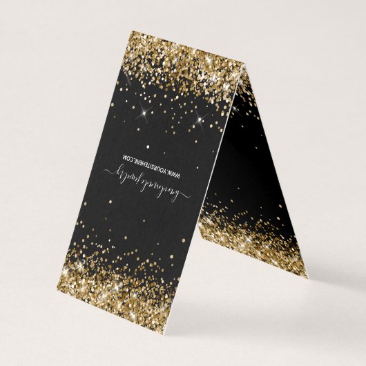 Schwarze Gold Glitter 2 Halsketten Displaykarten (Vorderseite)
