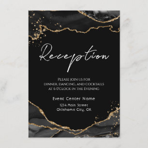 Schwarze Gold Glitter Achat Stein Hochzeit Beilage Begleitkarte