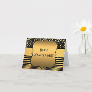 Schwarze Gold Glitter Jubiläumskarte Karte