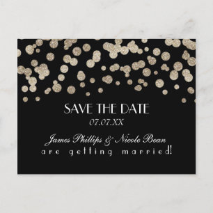 Schwarze & Gold Glitter-Punkte Save The Date Postk Ankündigungspostkarte