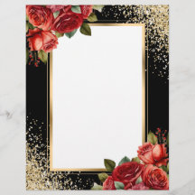 Schwarze Gold Glitter Rot Rosen Foto