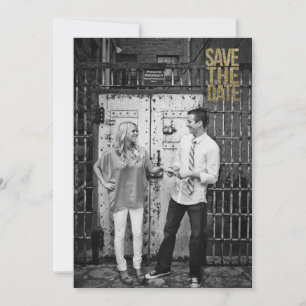 Schwarze & Gold Glitter Save the Date Typografie