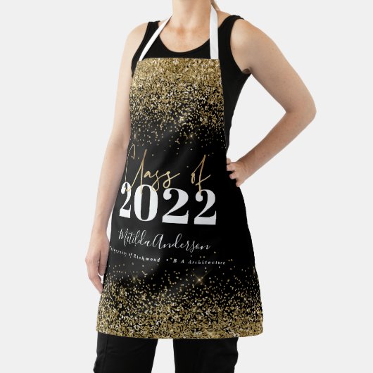 Schwarze Gold Glitzer Klasse Abschluss Moderne Schürze (InSitu)