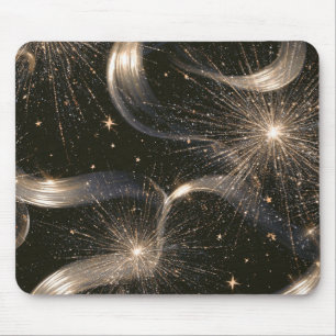Schwarze Gold Glitzer Sterne Mousepad
