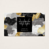Schwarze Gold-Graue Monogramm-Moderne Visitenkarte (Vorderseite)
