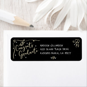 Schwarze Gold-Handgezeichnete-Abschluss-Adresse