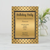 SCHWARZE GOLD HERZPATTERN STRIPE JEDEN ANLASS EINLADUNG (Stehend Vorderseite)