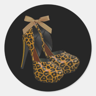 Schwarze Gold-Hochhacken-Schuh-Aufkleber Runder Aufkleber