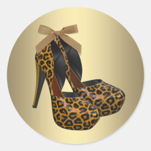 Schwarze Gold-Hochhacken-Schuh-Aufkleber Runder Aufkleber