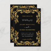 Schwarze Gold Hochzeitsvorlage Ihr Design Einladung (Vorne/Hinten)