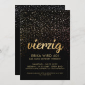 Schwarze Gold-Jubiläum Einladungen 40. Geburtstag (Vorne/Hinten)