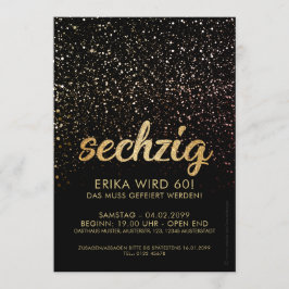 Schwarze Gold-Jubiläum Einladungen 60. Geburtstag
