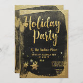 Schwarze Gold-Kalligrafie-Feier Einladung (Vorne/Hinten)