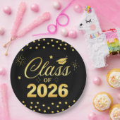 Schwarze Gold-Klasse 2026-Abschlussplatten Pappteller (Party)