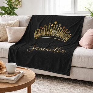 Schwarze Gold-Königin-Prinzessin-Tiara-Krone Name Fleecedecke