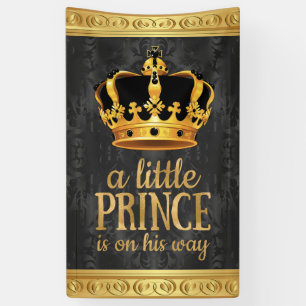 Schwarze Gold-Kronenprinz-Baby-Party Banner