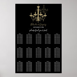Schwarze Gold Kronleuchter Hochzeitskarte Poster