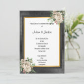 SCHWARZE GOLD LAYERED ROSE EUCALYPTUS WEDD 2 EINLADUNG (Stehend Vorderseite)