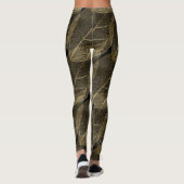 SCHWARZE GOLD LEAF Muster Leggings Aktivbekleidung (Rückseite)