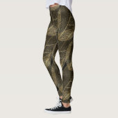 SCHWARZE GOLD LEAF Muster Leggings Aktivbekleidung (Links)