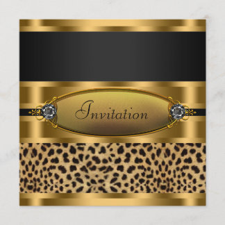 Schwarze Gold Leopard Party Einladung