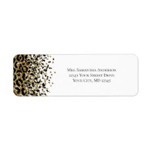 Schwarze Gold-Leoparden-Druck Glitter Rücksendeadr