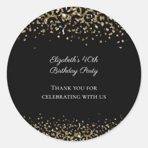 Schwarze Gold Leopardendruck Glitter-Overlay Gebur Runder Aufkleber