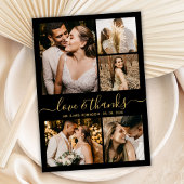 Schwarze Gold Liebe und Dank Foto Collage Hochzeit Dankeskarte
