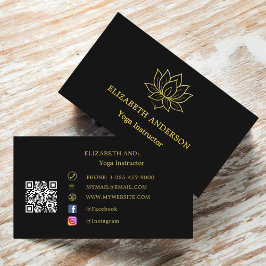 Schwarze Gold-Lotusblumen-Yoga-Lehrerin Visitenkarte