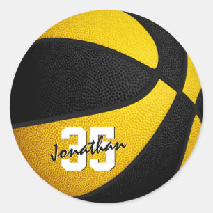 Schwarze Gold Mannschaft Basketball-Girls Runder Aufkleber