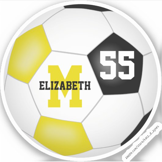 Schwarze Gold-Mannschaft Farben Jungs Fußball Aufkleber (Vorderseite)