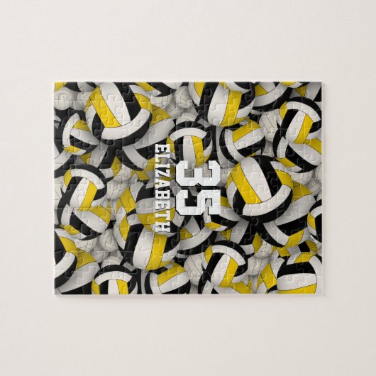 Schwarze Gold Mannschaft farbige Jungs Volleyball Puzzle (Horizontal)