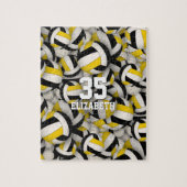 Schwarze Gold Mannschaft farbige Jungs Volleyball Puzzle (Vertikal)