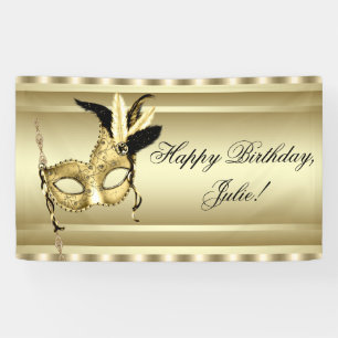 Schwarze Gold-Maskenparty Banner