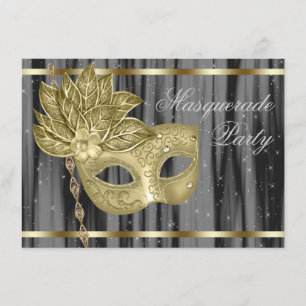 Schwarze Gold-Maskenparty Einladung