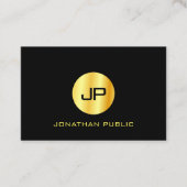 Schwarze Gold Moderne Mit Monogramm Elegant-Vorlag Visitenkarte (Vorderseite)