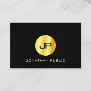 Schwarze Gold Moderne Mit Monogramm Elegant-Vorlag Visitenkarte