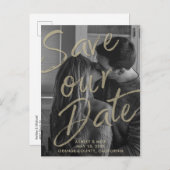 SCHWARZE GOLD MODERNES Foto-Skript Rette unser Dat Ankündigungspostkarte (Vorne/Hinten)