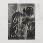 SCHWARZE GOLD MODERNES Foto-Skript Rette unser Dat Ankündigungspostkarte (Vorderseite)