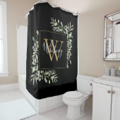 Schwarze Gold Monogram Greenery Duschvorhang (Beispiel)