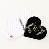 Schwarze Gold Monogram Greenery Notizblock (Innenseite)