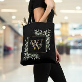 Schwarze Gold Monogram Greenery Tasche