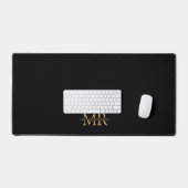 Schwarze Gold Monogram Name Initials Beruflich Schreibtischunterlage (Tastatur & Maus)