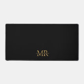Schwarze Gold Monogram Name Initials Beruflich Schreibtischunterlage (Vorderseite)